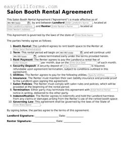 Attorney-Verified Salon Booth Rental Agreement Template