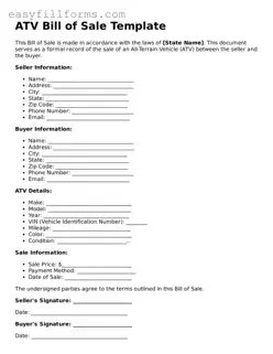 Attorney-Verified ATV Bill of Sale Template