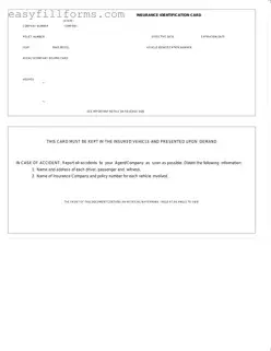 Printable Auto Insurance Card Form