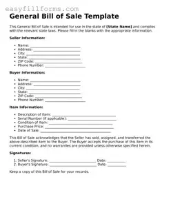 Attorney-Verified General Bill of Sale Template
