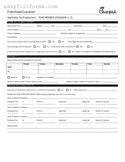 Printable Chick Fil A Job Application Form