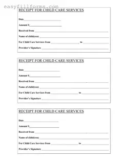 Printable Childcare Receipt Form