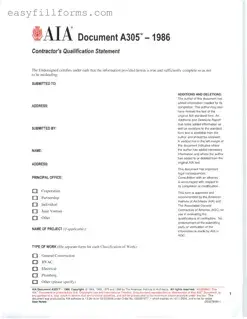Printable AIA A305 Form