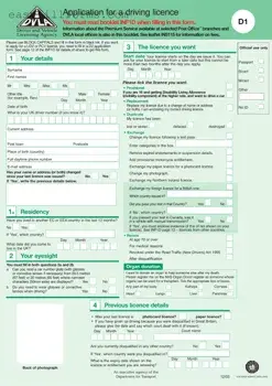 Printable D1 Dvla Form