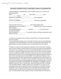 Printable Health Guarantee Form