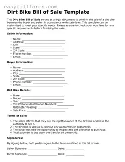 Attorney-Verified Dirt Bike Bill of Sale Template