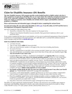 Printable EDD DE 2501 Form