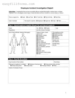 Printable Employee Accident Report Form