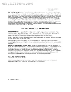 Printable Aircraft Bill of Sale AC 8050-2 Form