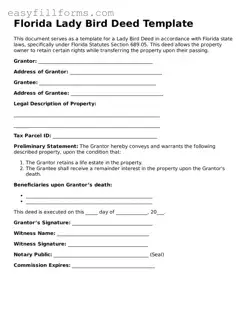 Valid  Lady Bird Deed Template for Florida