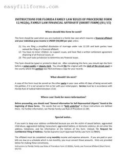 Printable Florida Financial Affidavit Short 12.902(b) Form