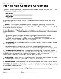 Valid  Non-compete Agreement Template for Florida