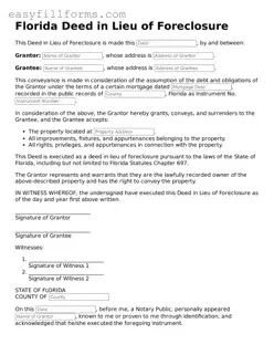 Valid  Deed in Lieu of Foreclosure Template for Florida