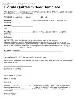 Valid  Quitclaim Deed Template for Florida