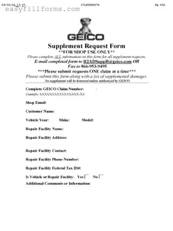 Printable Geico Supplement Request Form