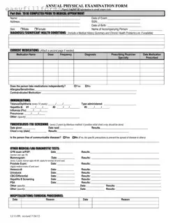 Printable Annual Physical Examination Form