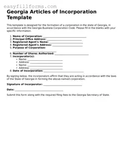 Valid  Articles of Incorporation Template for Georgia