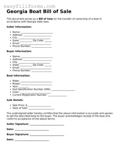 Valid  Boat Bill of Sale Template for Georgia