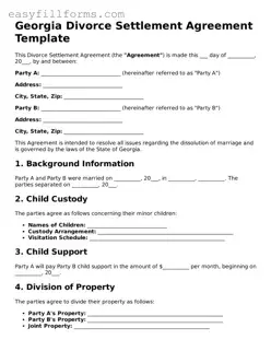 Valid  Divorce Settlement Agreement Template for Georgia