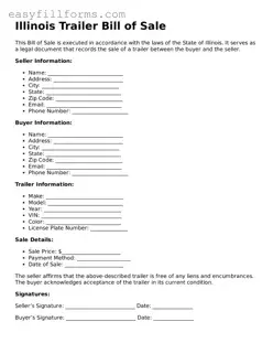 Valid  Trailer Bill of Sale Template for Illinois