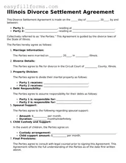 Valid  Divorce Settlement Agreement Template for Illinois