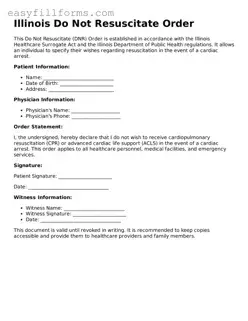 Valid  Do Not Resuscitate Order Template for Illinois