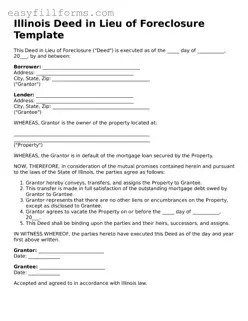 Valid  Deed in Lieu of Foreclosure Template for Illinois