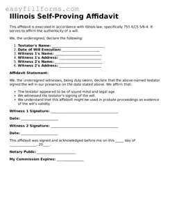 Valid  Self-Proving Affidavit Template for Illinois