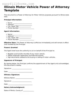 Valid  Motor Vehicle Power of Attorney Template for Illinois