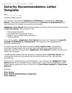 Attorney-Verified Sorority Recommendation Letter Template