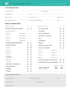 Printable Lyft Inspection Form