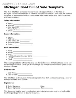 Valid  Boat Bill of Sale Template for Michigan