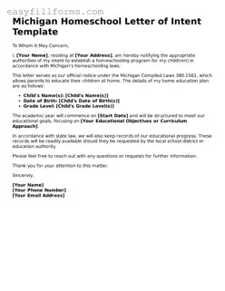 Valid  Homeschool Letter of Intent Template for Michigan