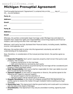 Valid  Prenuptial Agreement Template for Michigan
