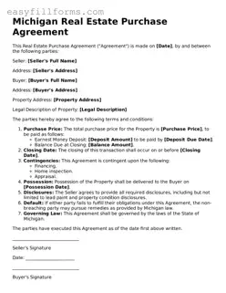 Valid  Real Estate Purchase Agreement Template for Michigan