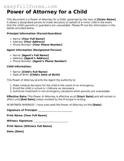 Attorney-Verified Power of Attorney for a Child Template