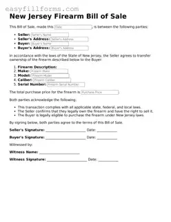 Valid  Firearm Bill of Sale Template for New Jersey