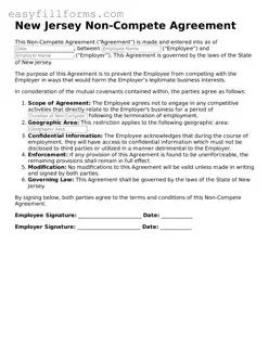 Valid  Non-compete Agreement Template for New Jersey