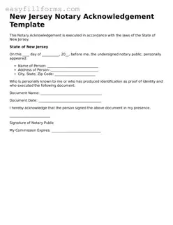 Valid  Notary Acknowledgement Template for New Jersey