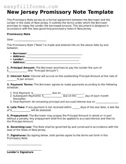 Valid  Promissory Note Template for New Jersey