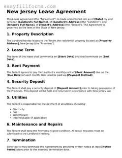Valid  Lease Agreement Template for New Jersey