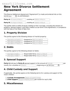 Valid  Divorce Settlement Agreement Template for New York