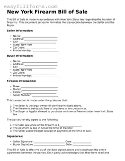 Valid  Firearm Bill of Sale Template for New York