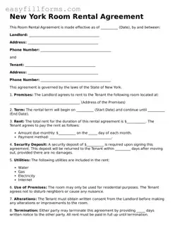 Valid  Room Rental Agreement Template for New York