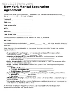 Valid  Marital Separation Agreement Template for New York