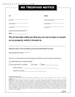 Printable No Trespassing Letter Form