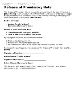 Attorney-Verified Release of Promissory Note Template