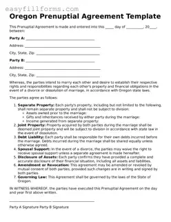Valid  Prenuptial Agreement Template for Oregon