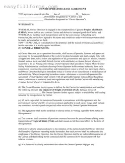 Printable Owner Operator Lease Agreement Form