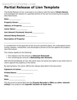 Attorney-Verified Partial Release of Lien Template